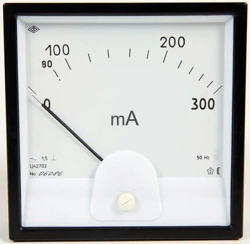 Ц42702 мА 10 1,5 В 120х120мм Миллиамперметр переменного тока УТ000005689