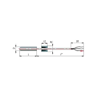 ДТС034-Pt100.В3.25/5,0м L=25мм d=5мм М8х1мм lкаб=5м УТ000003940